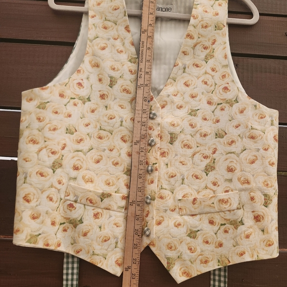Vintage Carol Antone Vest 80s 90s White Roses Pattern Mixing Cottagecore Size M - Picture 8 of 10